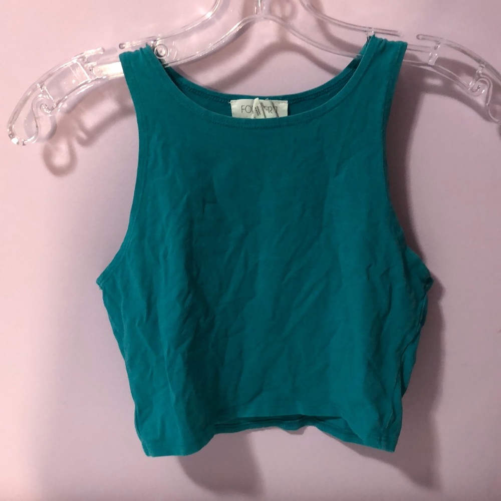 Blue crop tank top
